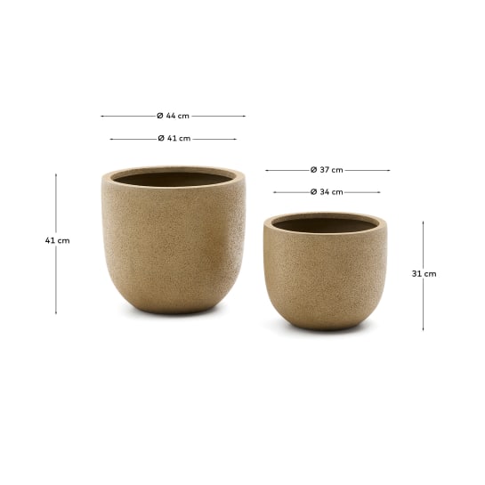 Conjunto de 2 vasos Selvi com efeito de pedra castanho-claro (Ø 37 cm) - tamanhos