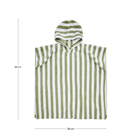 Nuni cotton poncho towel with white and green stripes size 2/3 years - sizes