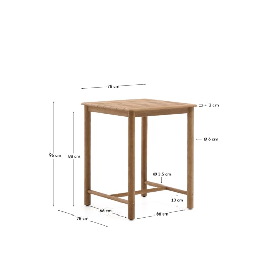 Sori table in FSC 100% solid acacia wood 78 x 78cm - sizes