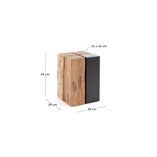 Kwango solid teak wood and metal side table, 29 x 45 cm - sizes