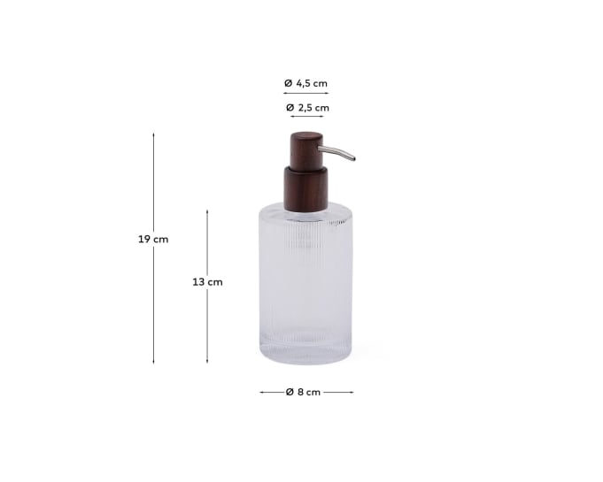 Arlem soap dispenser in clear glass and bamboo - sizes