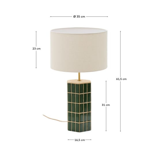 Lampe de table Rue en céramique verte - dimensions