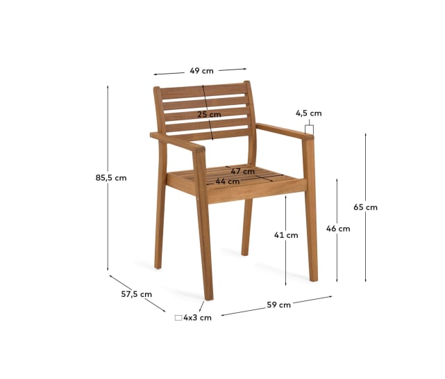 Hanzel stackable solid acacia wood garden chair FSC 100% - sizes