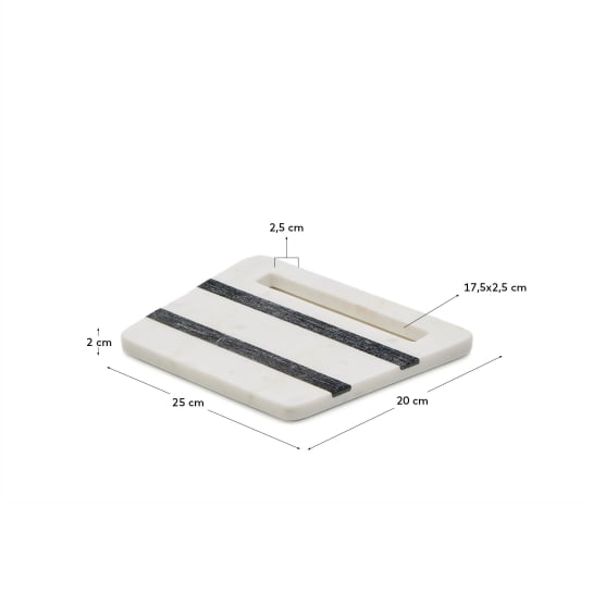 Nira square serving board in black and white marble - sizes