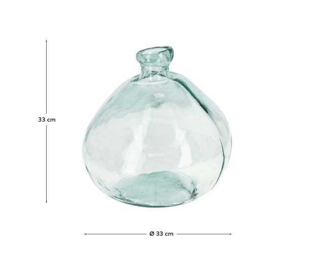 Brenna vase in 100% recycled transparent glass, 33 cm - sizes