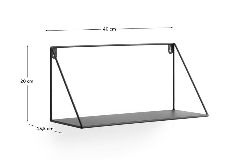 Teg triangular shelf in steel with black finish 40 x 20 cm - sizes