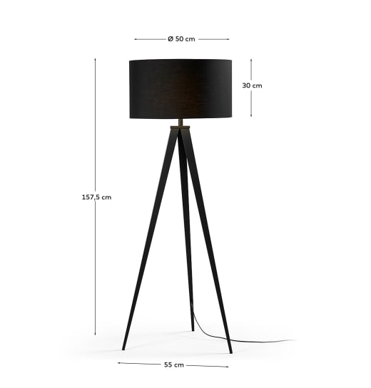 Iguazu floor lamp in steel with black finish - sizes