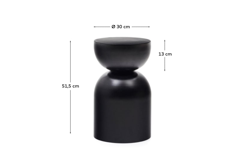 Rachell metal side table with glossy black painted finish Ø 30 cm - sizes