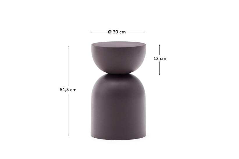 Side table Rachell made of metal with a purple painted finish Ø30.5 cm - sizes
