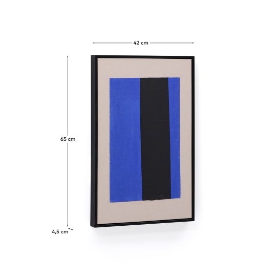 Zernu hand-painted blue and black vertical line abstract picture 42 x 65cm - sizes