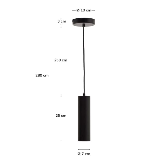 Andia aluminium ceiling lamp with black painted finish - sizes