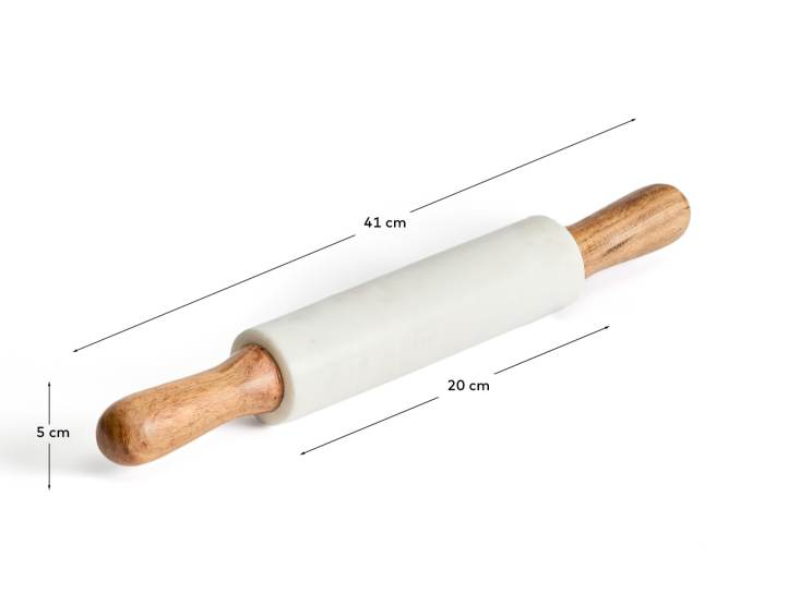 Nuvir rolling pin in white marble and solid acacia wood - sizes