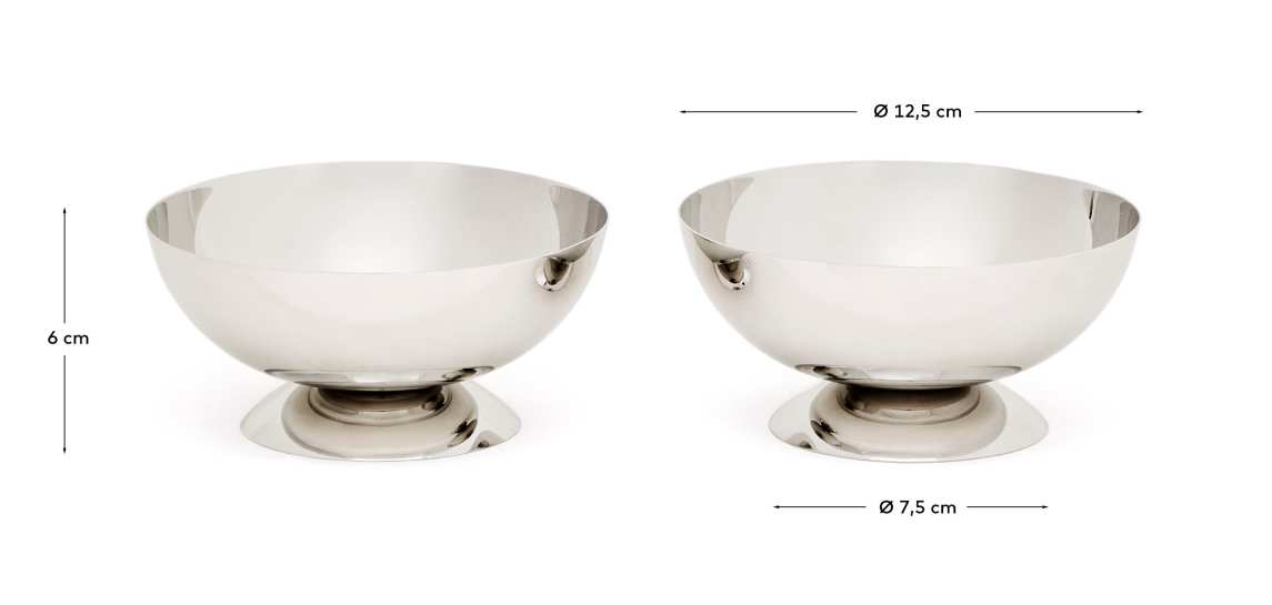 Set Nirela de 2 taças de aço inoxidável - tamanhos