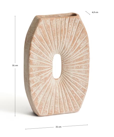 Valura vase in pink and beige papier-mâché 31 cm - sizes