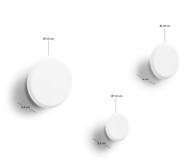 Σετ 3 κρεμάστρες Nadua, μασίφ ξύλο οξυάς, λευκό φινίρισμα - μεγέθη