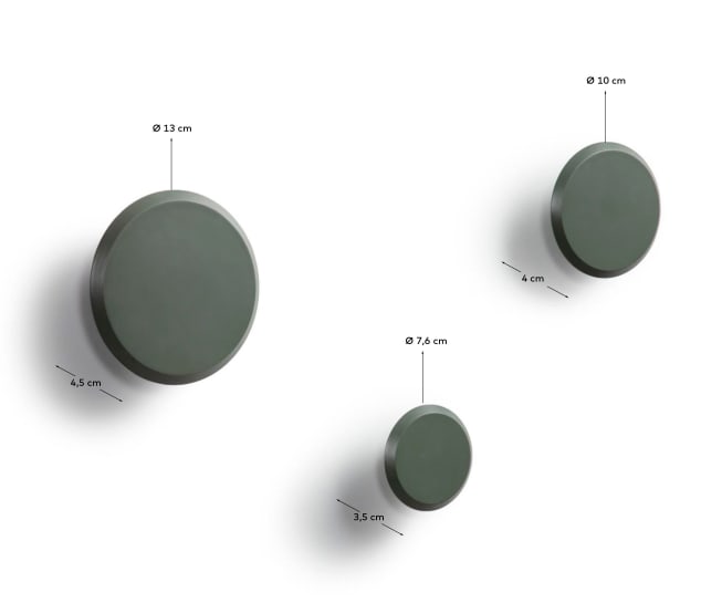 Σετ 3 κρεμάστρες Nadua, μασίφ ξύλο οξυάς, πράσινο φινίρισμα - μεγέθη