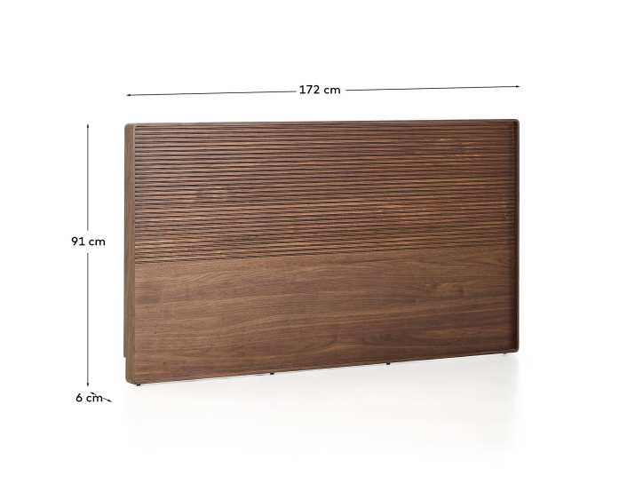 Norlen headboard in walnut veneer with dark finish and LED light for 160 x 200cm bed FSC Mix Credit UK adapter - sizes
