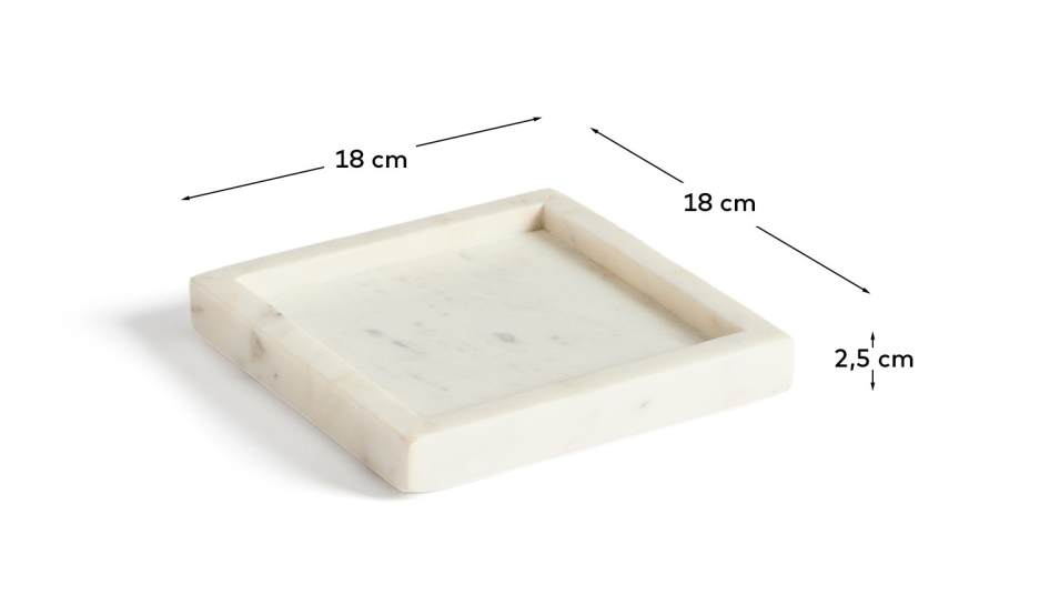 Serela tray in white marble 18 x 18 cm - sizes