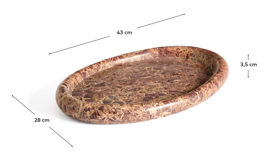 Lenorel tray in maroon marble 43 x 28 cm - sizes