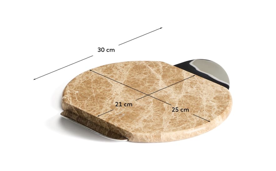 Adoma serving board in beige marble and metal - sizes