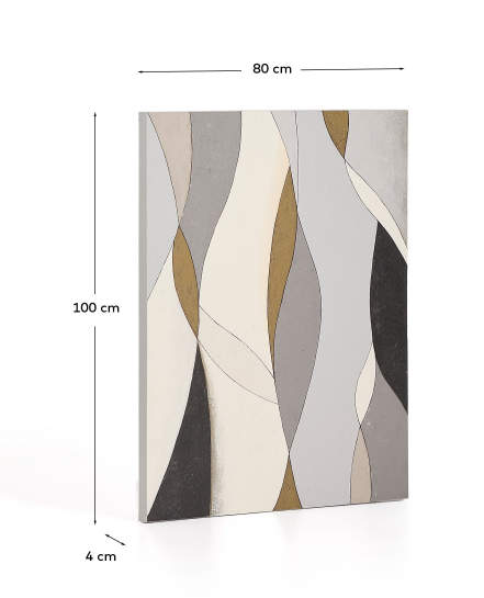 Αφηρημένος καμβάς Marvilo γκρι και μουσταρδί 80 x 100 εκ - μεγέθη