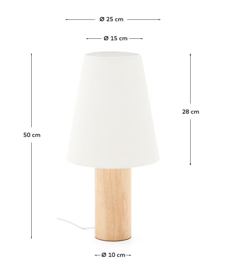 Επιτραπέζιο φωτιστικό Marga από μασίφ ξύλο καουτσούκ με φυσικό φινίρισμα - μεγέθη