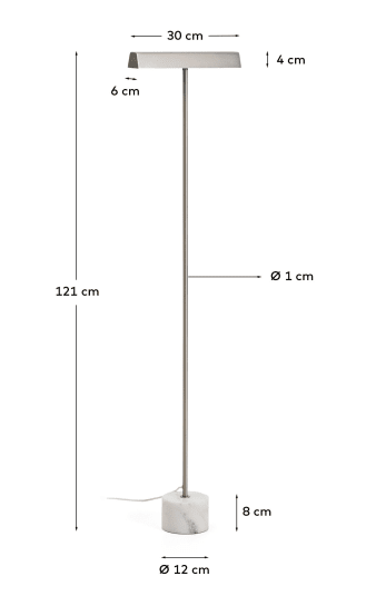 Lynor brushed metal floor lamp with black marble base - sizes