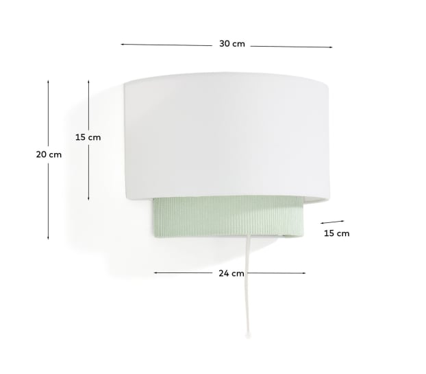 Aplique de parede Bianella de algodão e bombazine turquesa 30 cm - tamanhos