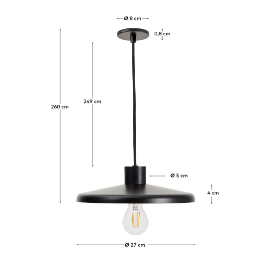 Nuvira ceiling lamp in black satin metal - sizes