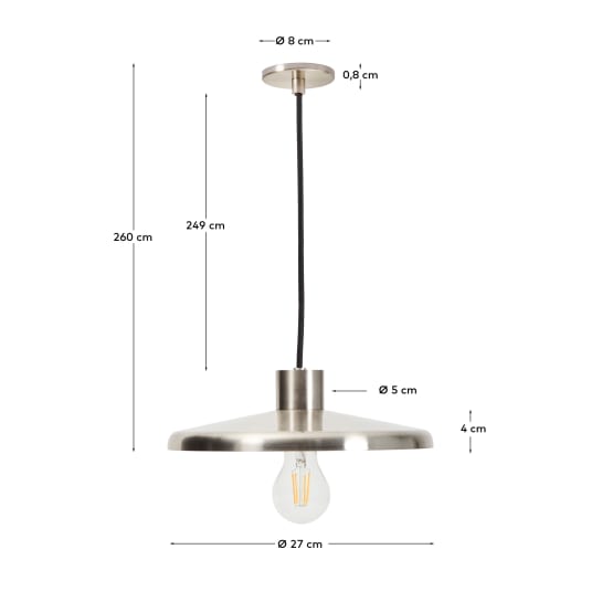 Nuvira ceiling lamp in light grey brushed metal - sizes