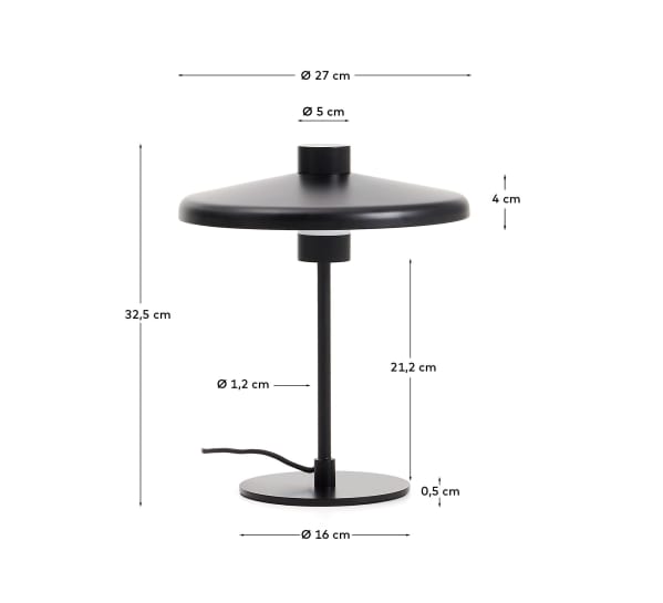 Nuvira table lamp in black satin metal - sizes