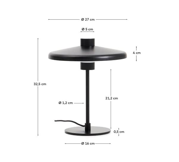 Nuvira table lamp in black satin metal UK adaptor - sizes