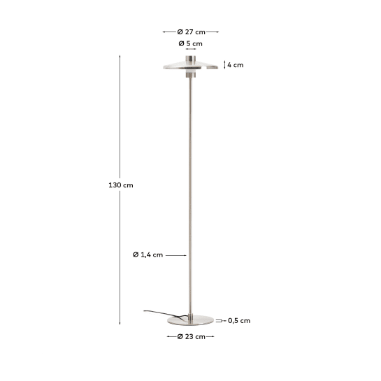 Nuvira floor lamp in light grey brushed metal - sizes