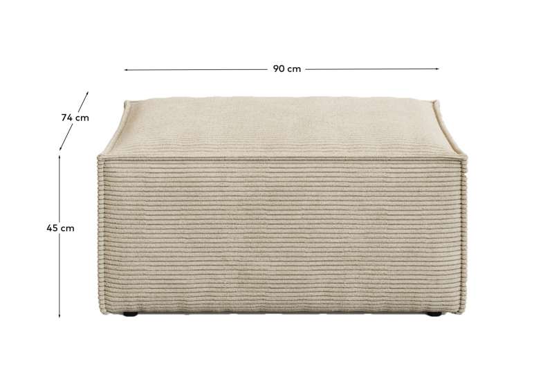 Υποπόδιο Blok fire resistant από χοντρό κοτλέ εκρού 90 x 74 εκ. FSC Mix Credit FR - μεγέθη