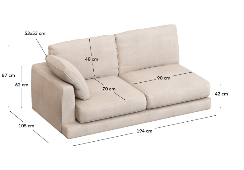 Gala sofa module 3-seater left beige - sizes