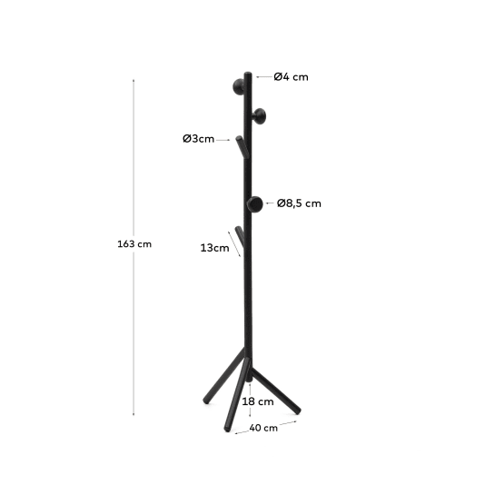 Penjador Nadue de fusta massissa de faig amb acabat natural 163 cm - mides
