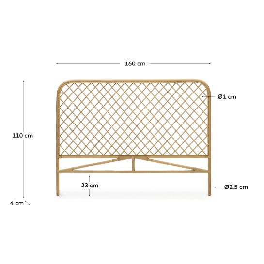 Κεφαλάρι Citlalli, rattan σε φυσικό φινίρισμα, για κρεβάτια 150εκ - μεγέθη