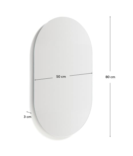 Donia oval bathroom mirror 80 x 50cm - sizes