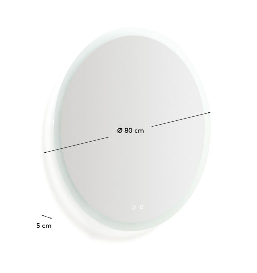 Mervi round bathroom mirror with LED light and anti-fog Ø 80cm - sizes