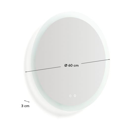 Mervi round bathroom mirror with LED light and anti-fog Ø 60cm - sizes