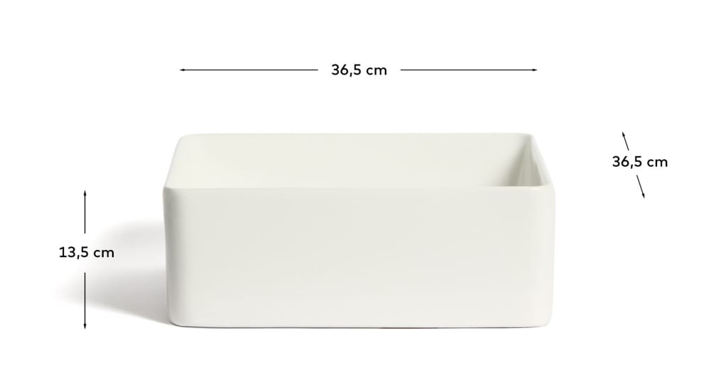 Ovara countertop basin in white glazed ceramic 36.5 x 36.5 cm - sizes