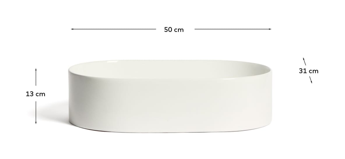 Ovara countertop basin in white glazed ceramic 50 x 31 cm - sizes