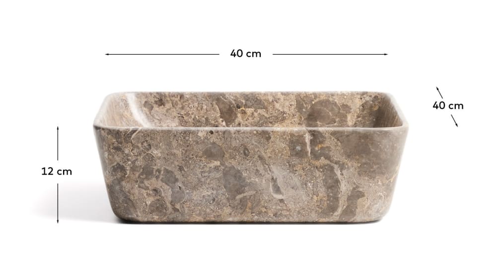 Lavabo de taulell Darnen de marbre gris 40 x 40 cm - mides