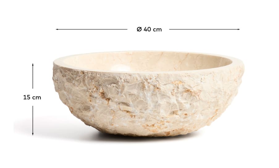 Lavatório de bancada Orvane de mármore bege Ø 40 cm - tamanhos