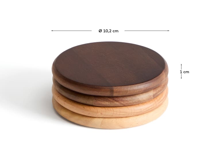 Nover set of 4 coasters in acacia wood FSC 100% - sizes