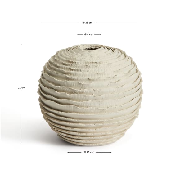 Evania vase in beige ceramic 21 cm - sizes