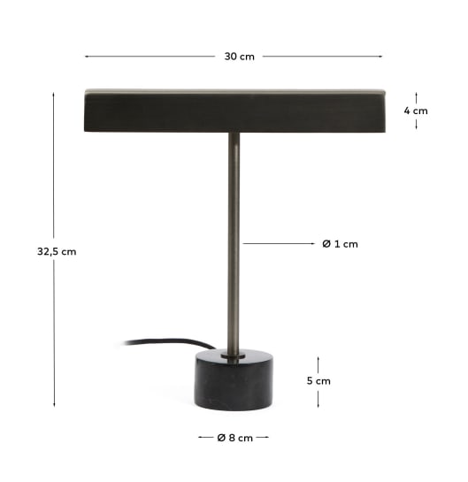 Lynor brushed metal table lamp with white marble base - sizes