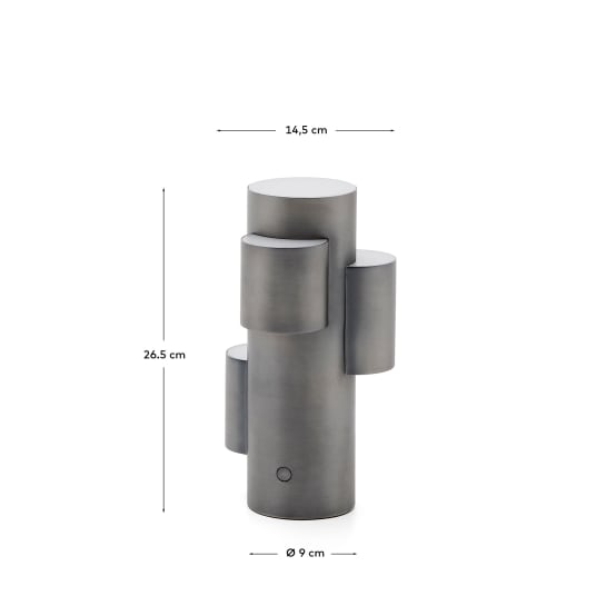 Adrina portable LED table lamp in dark grey metal with brushed finish - sizes