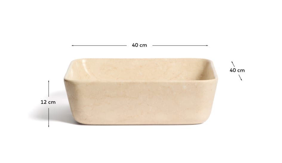 Lavabo de taulell Darnen de marbre beix 40 x 40 cm - mides