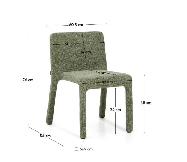 Loria green chenille stackable chair - sizes